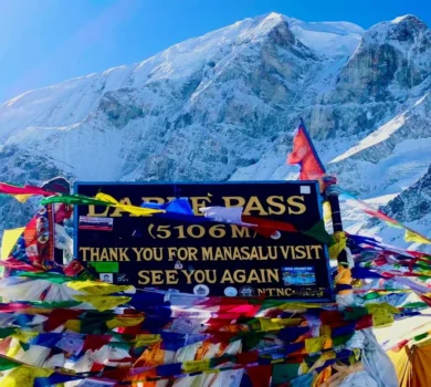 Panoramic view of Larke La Pass (5,160 m) on Manaslu Circuit Trek, Nepal